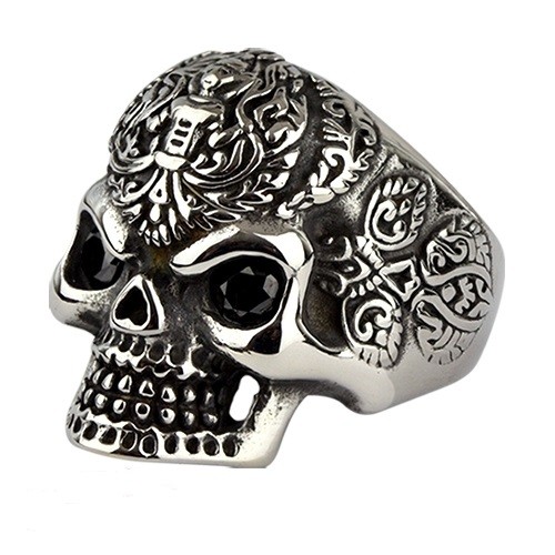 Ring Totenkopf Edelstahl mit Stein - vergleichen und günstig kaufen